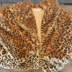 Anthropologie Leopard Faux Fur Coat